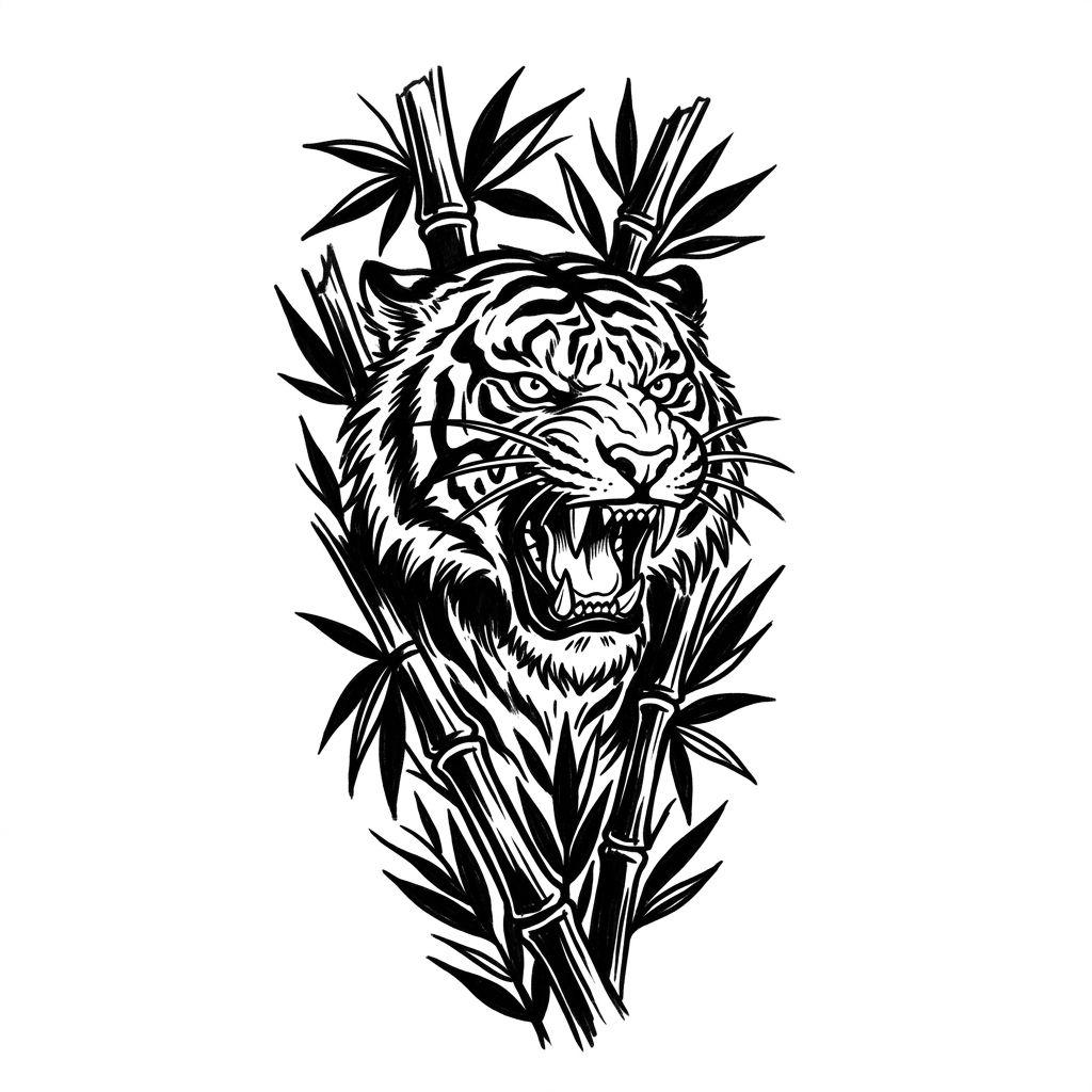 idée tatouage avant-bras tigre puissant