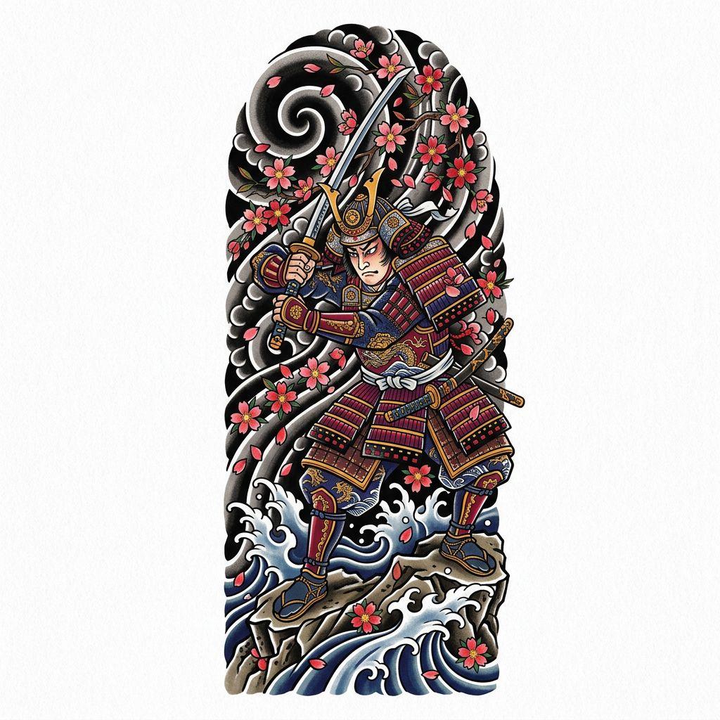 idée tatouage bras homme samouraï japonais