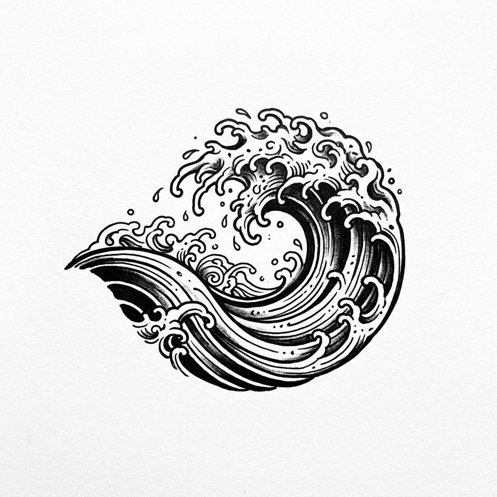 knöchel-tattoo japanische welle