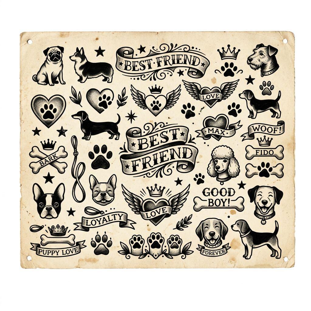 hund-tattoo hunde flash patchwork
