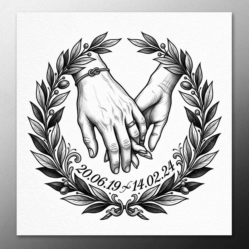 idée tatouage commun mains illustratives premium