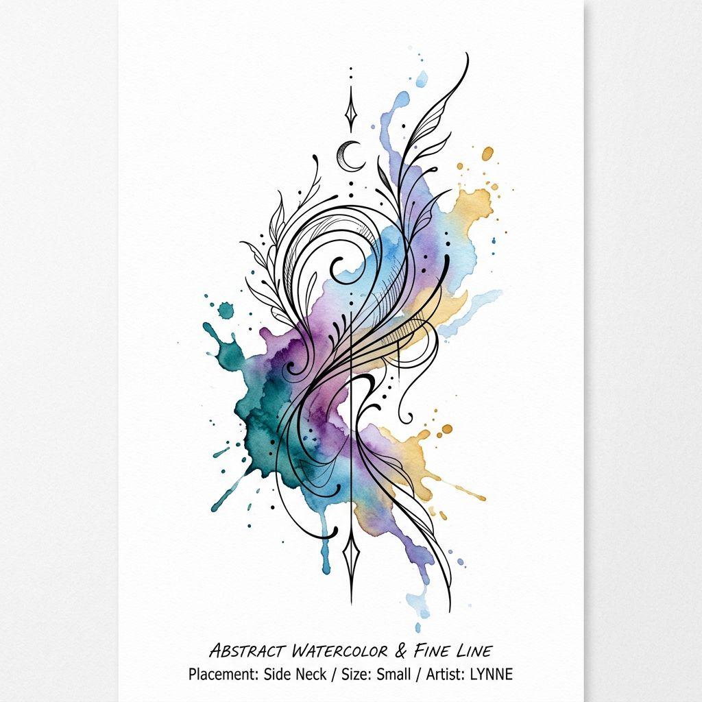 idée tatouage cou cou aquarelle abstrait