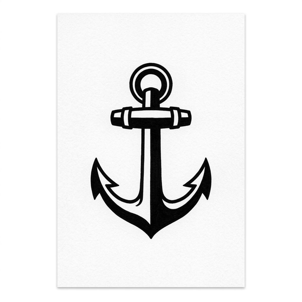 idée tatouage discret homme petite ancre blackwork