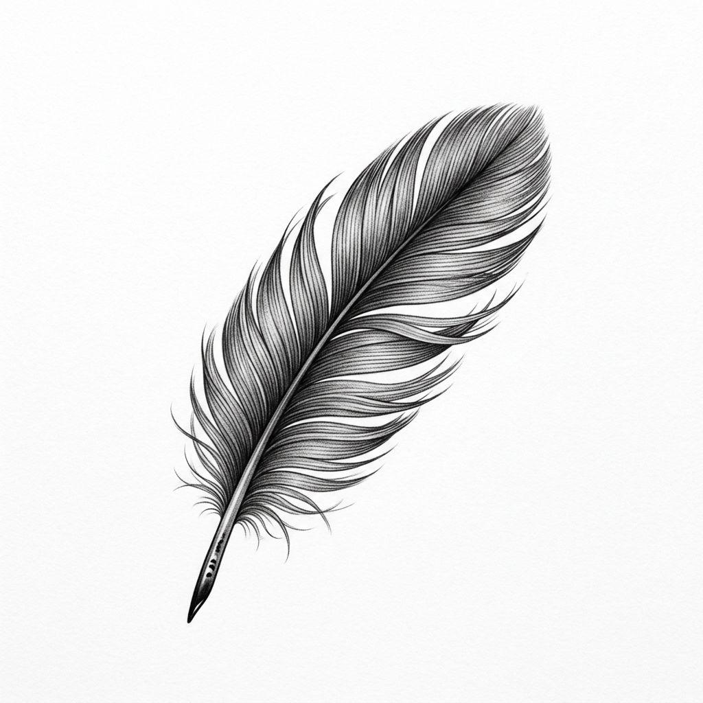 idée tatouage discret homme petite plume réaliste