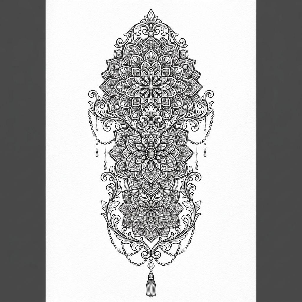 idée tatouage femme bras mandala lace sleeve