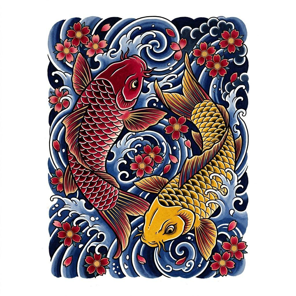 geschwister-tattoo koi-karpfen geschwister