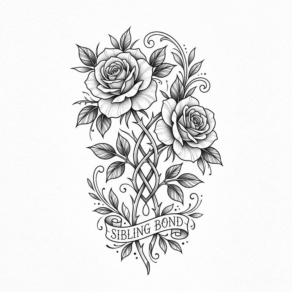 geschwister-tattoo verschlungene rosen