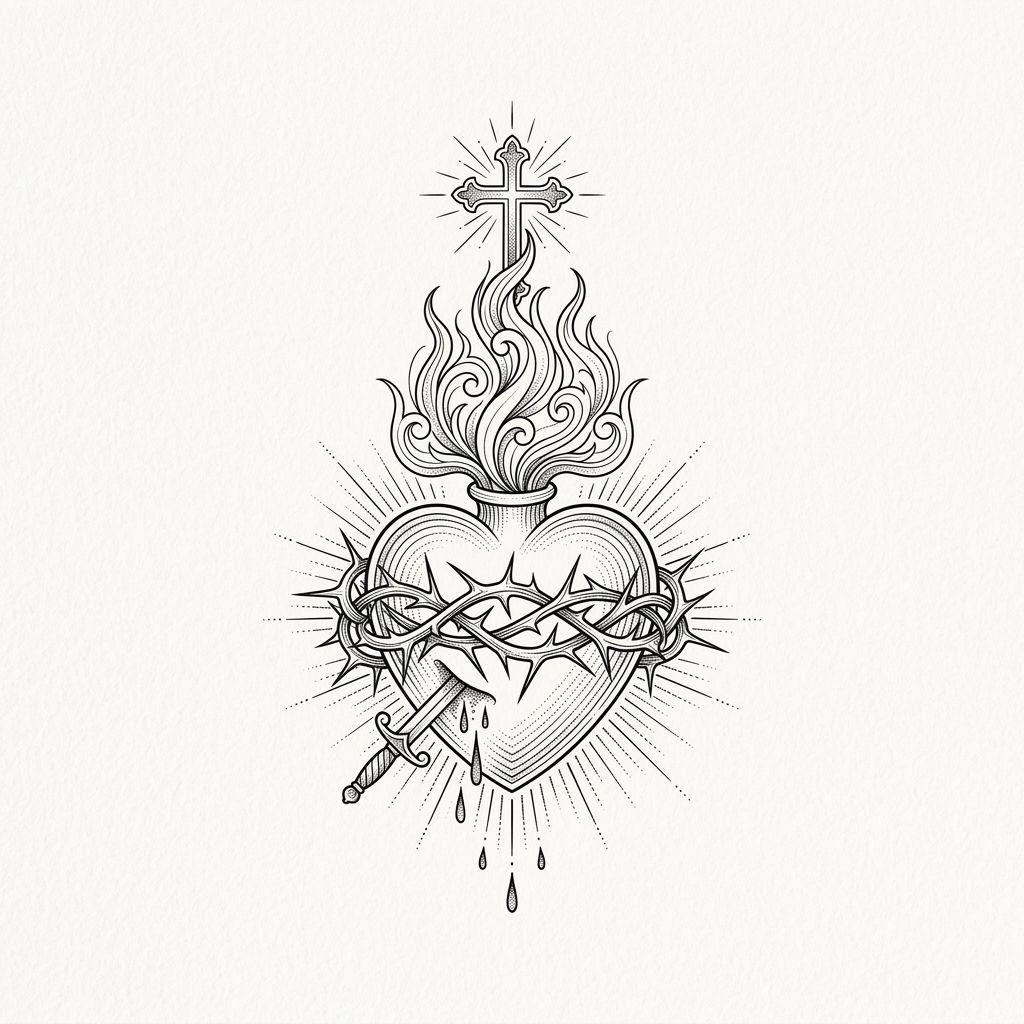 herz-tattoo herz sacré coeur katholisch