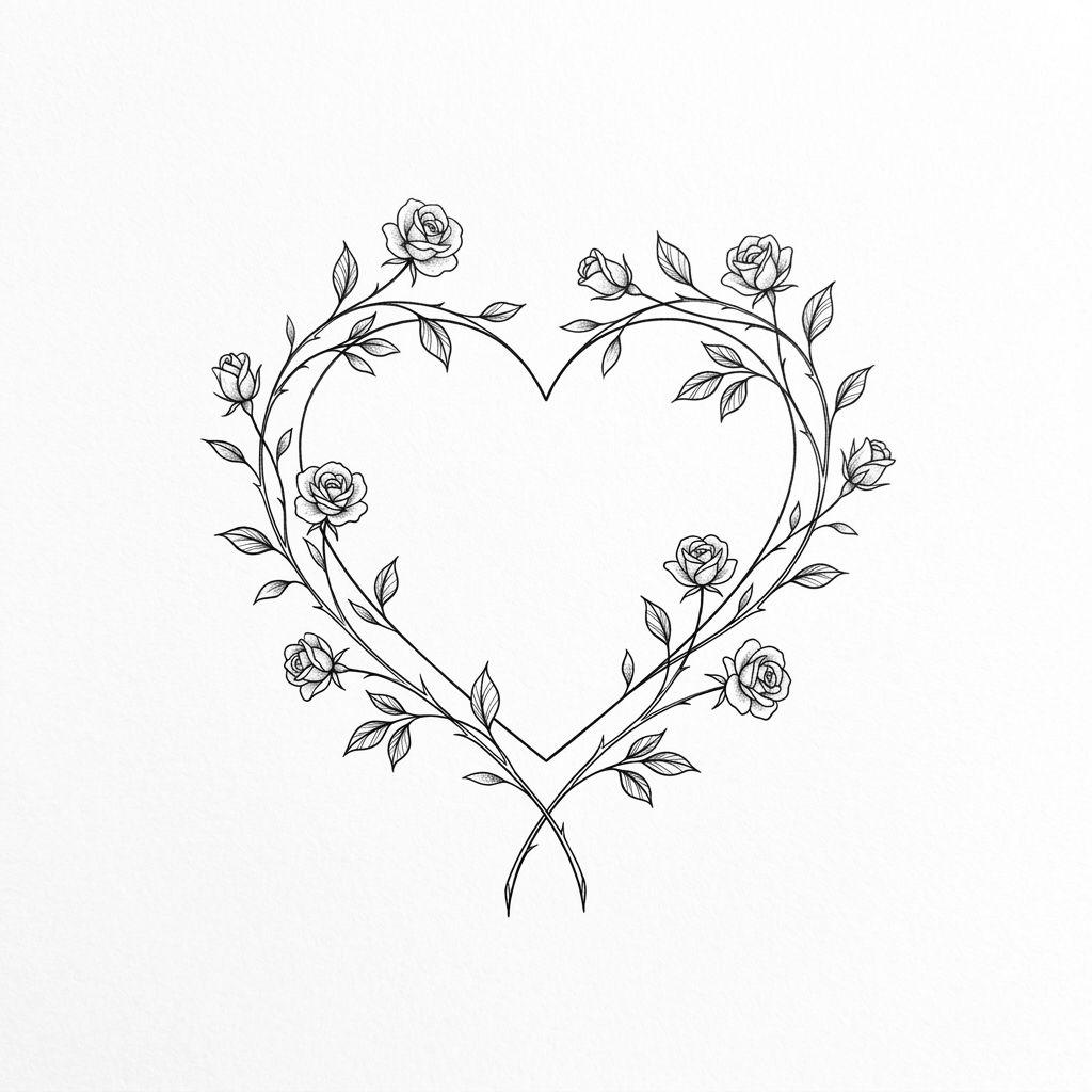 herz-tattoo herz von rosen umrahmt