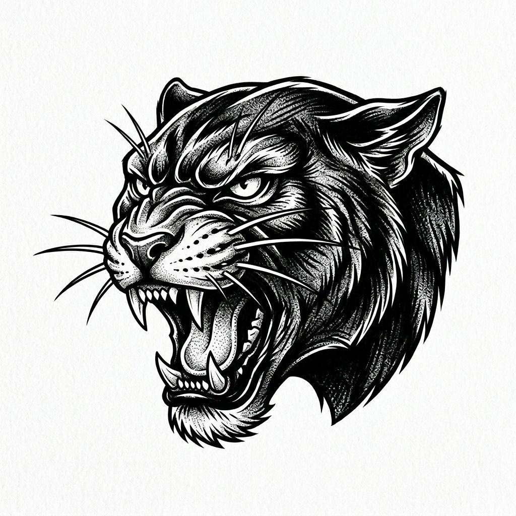 katze-tattoo wilde panther-katze