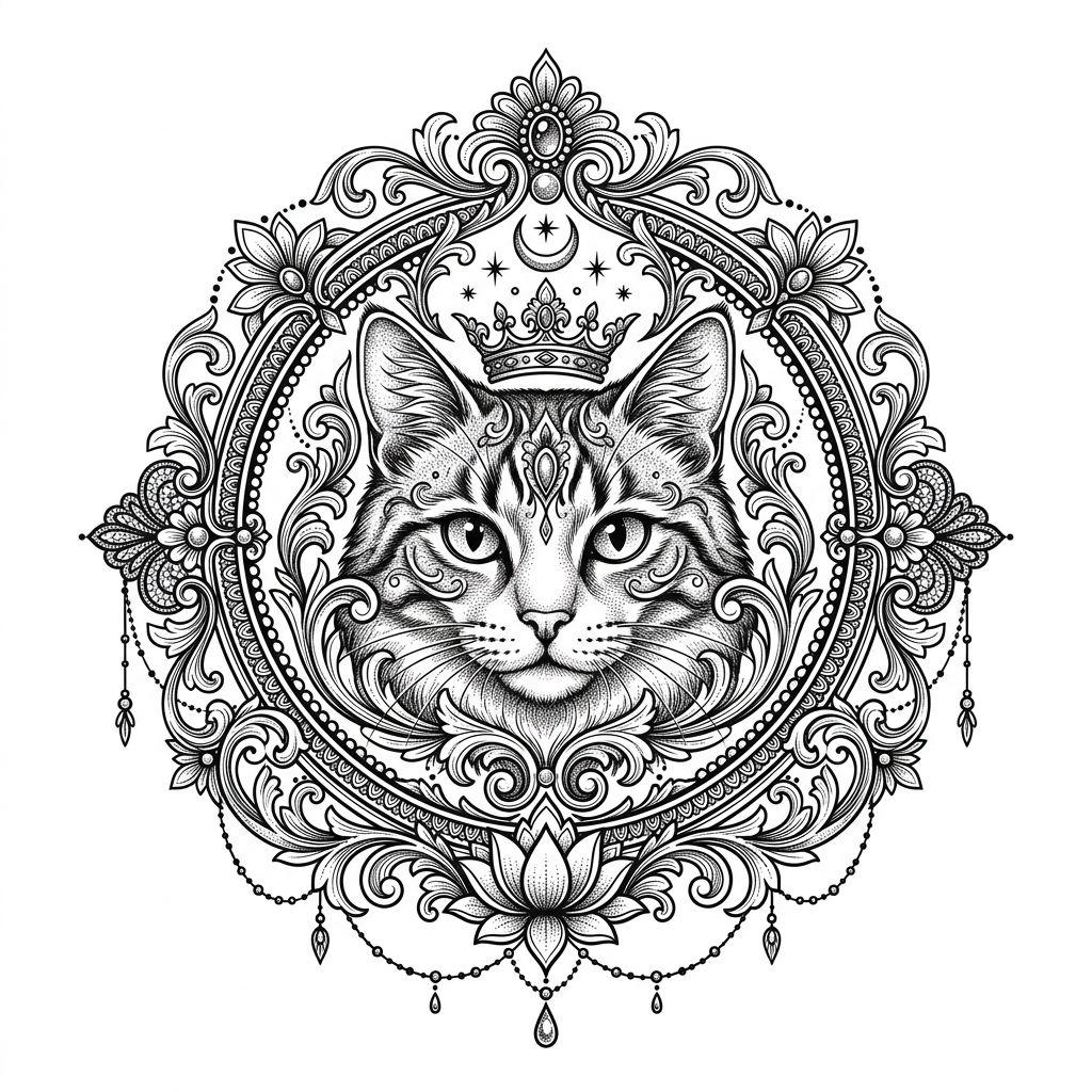 katze-tattoo katze im mandala