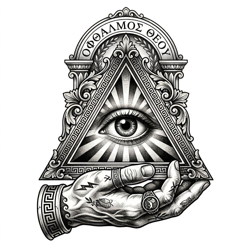 idée tatouage main main œil divin