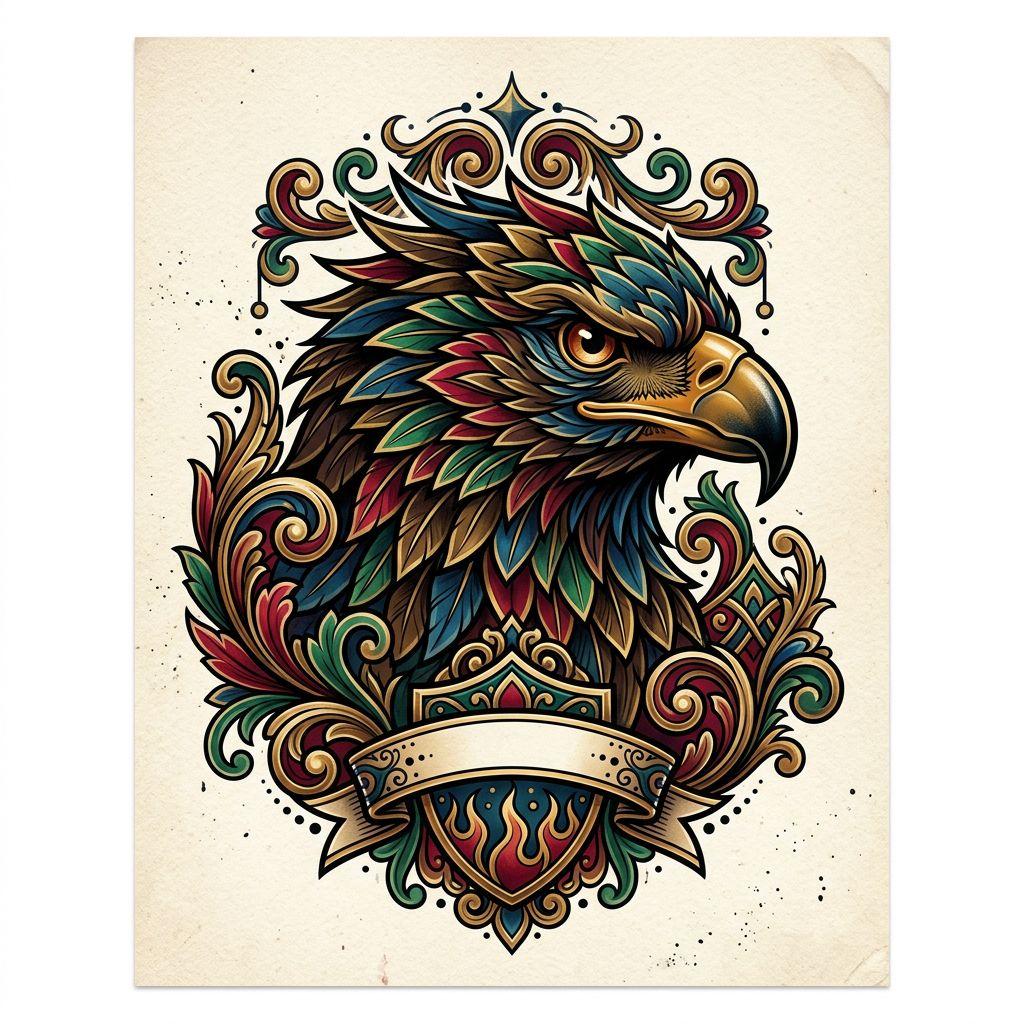 idée tatouage main homme aigle néo-traditionnel