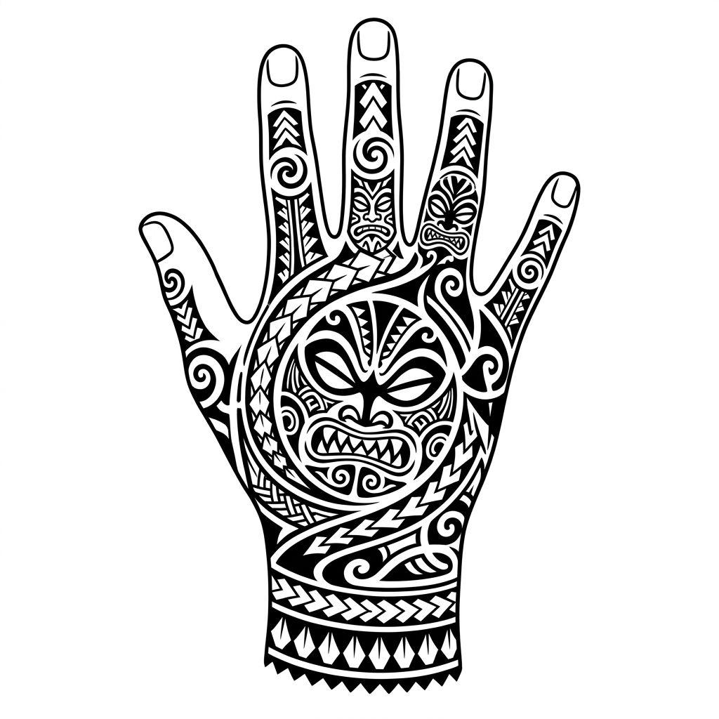 idée tatouage main homme tribal polynésien