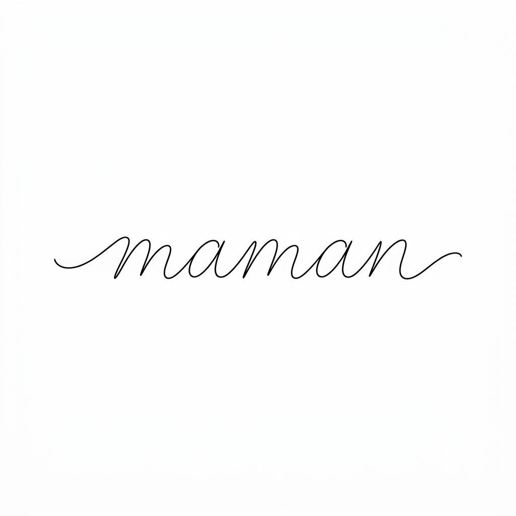 mama-tattoo minimalistisches mama-lettering, Vorlage auf weißem Hintergrund