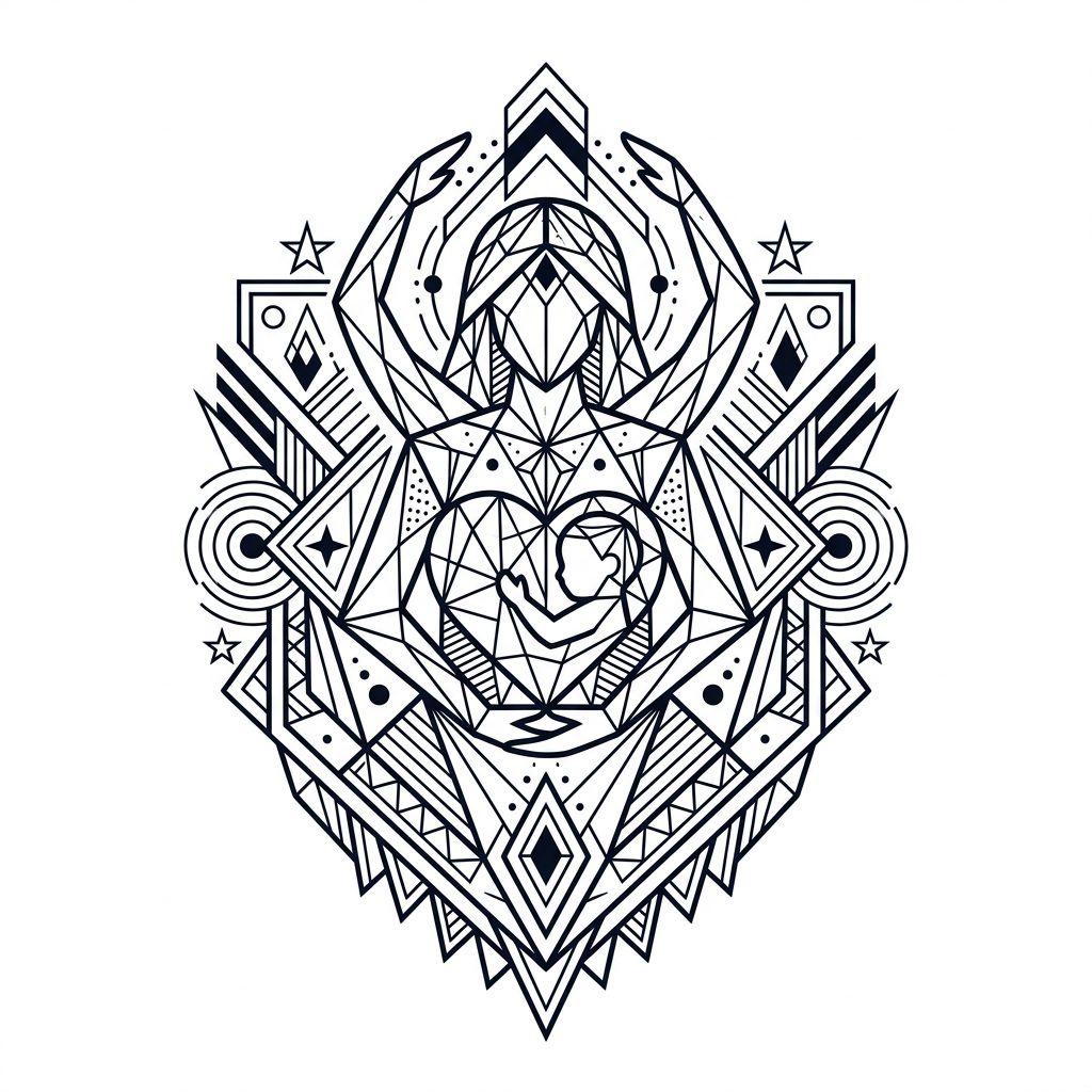 mama-tattoo geometrisches mutterschaft-symbol, Vorlage auf weißem Hintergrund