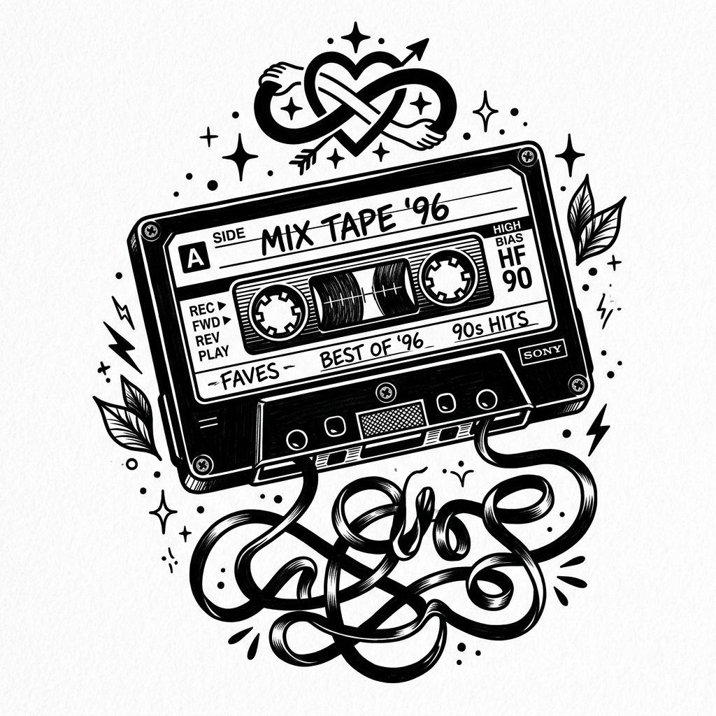 idée tatouage meilleure amie cassette audio blackwork