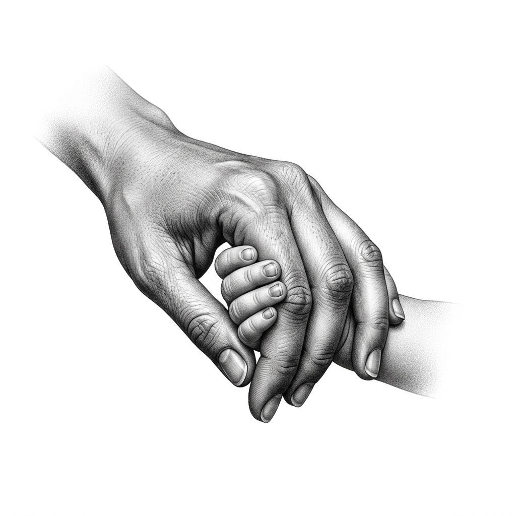 mutter-sohn-tattoo realistische hände