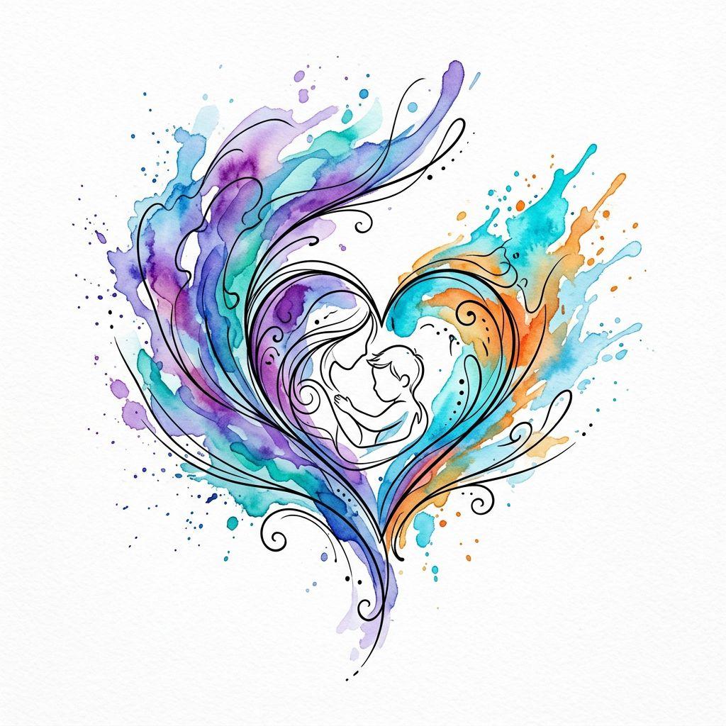 mutter-sohn-tattoo watercolor mutter und kind