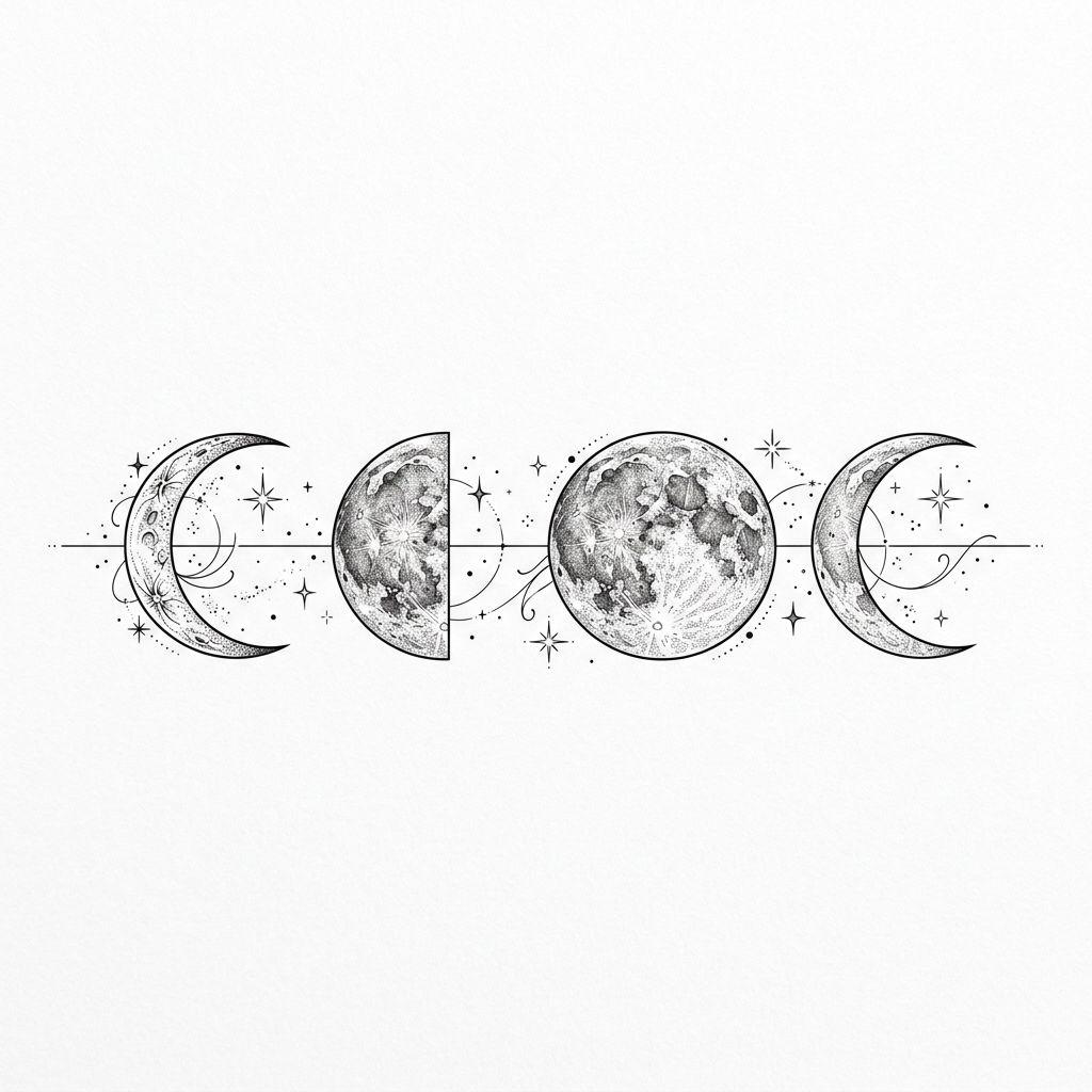 mond-tattoo mondphasen fineline