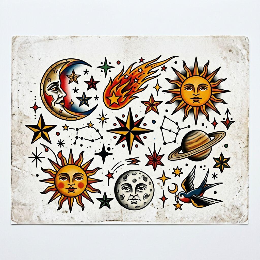 mond-tattoo patchwork monde vintage