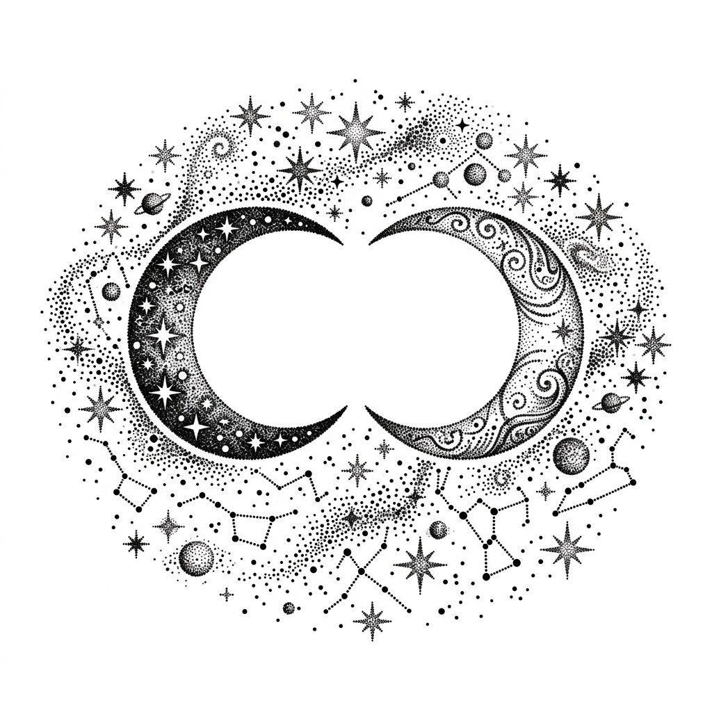 paar-tattoo mondphasen dotwork