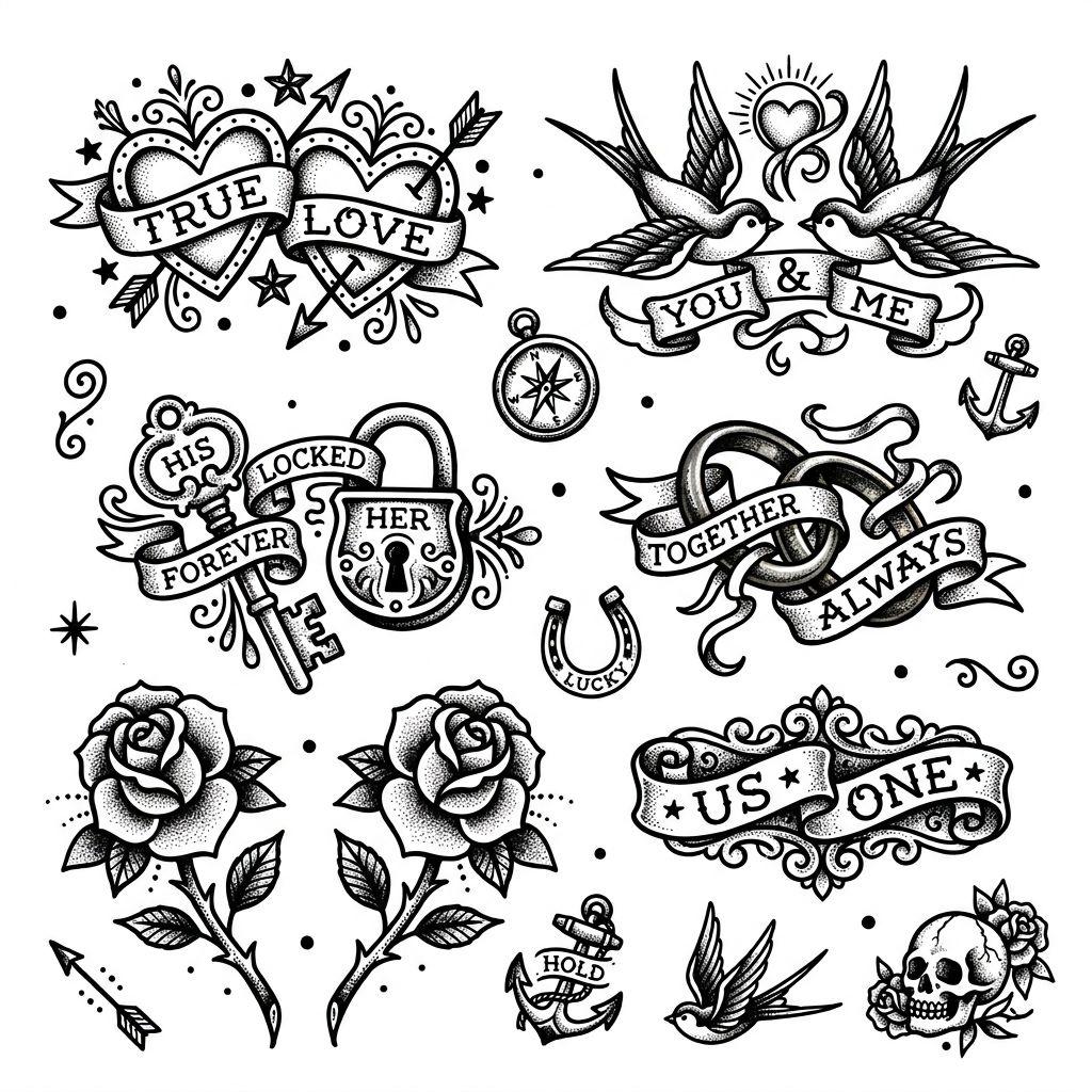 paar-tattoo patchwork flash als paar