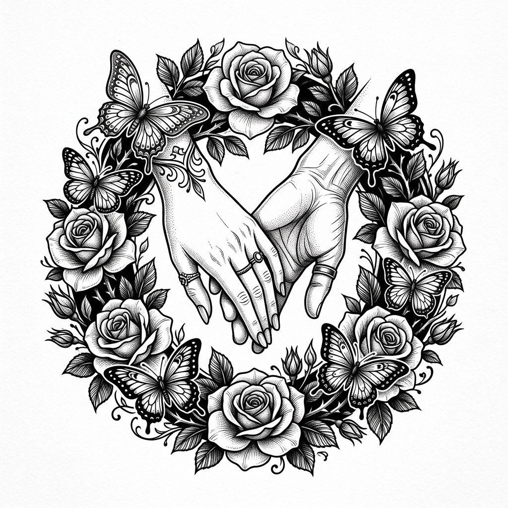 paar-tattoo illustratives paar premium