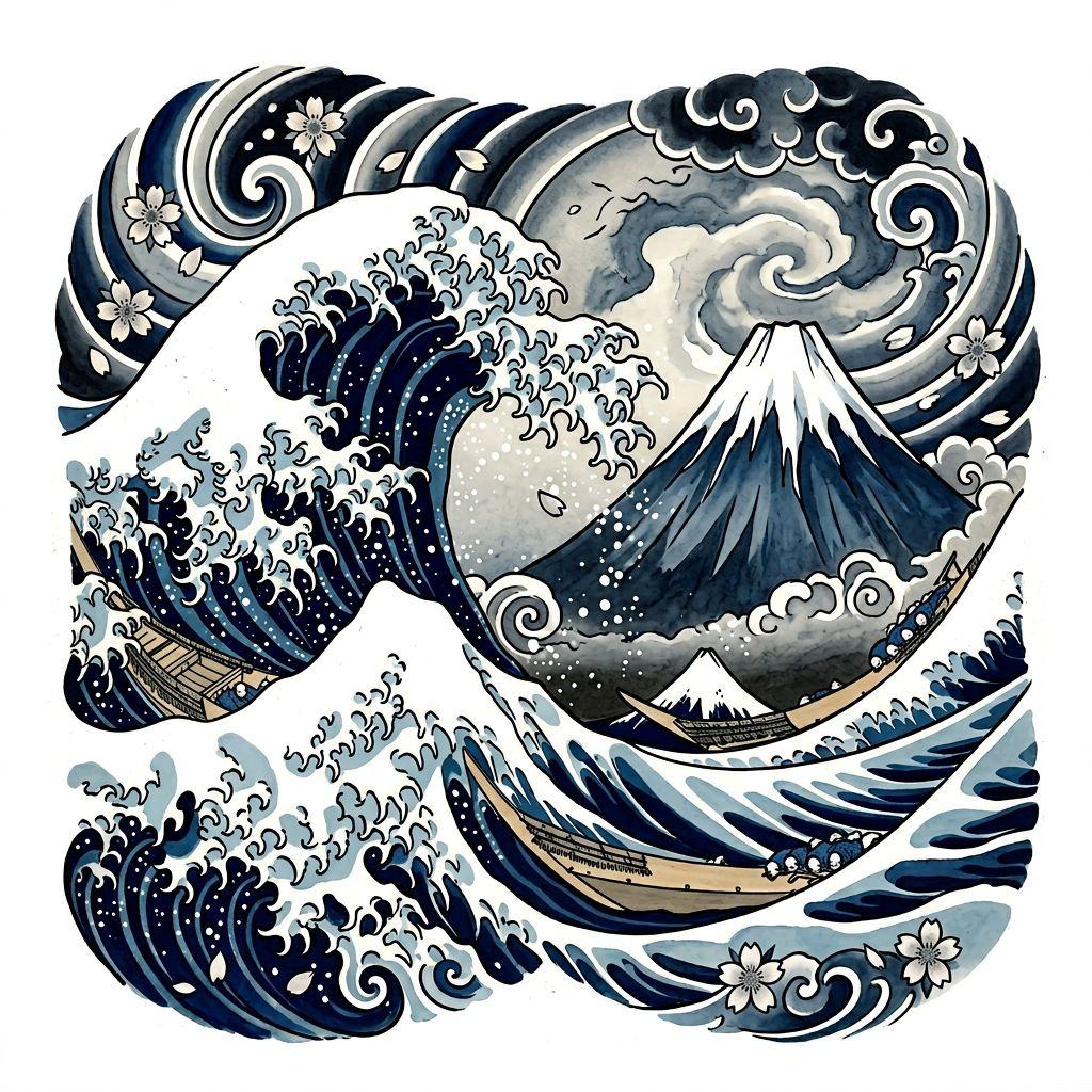 reise-tattoo japanische welle