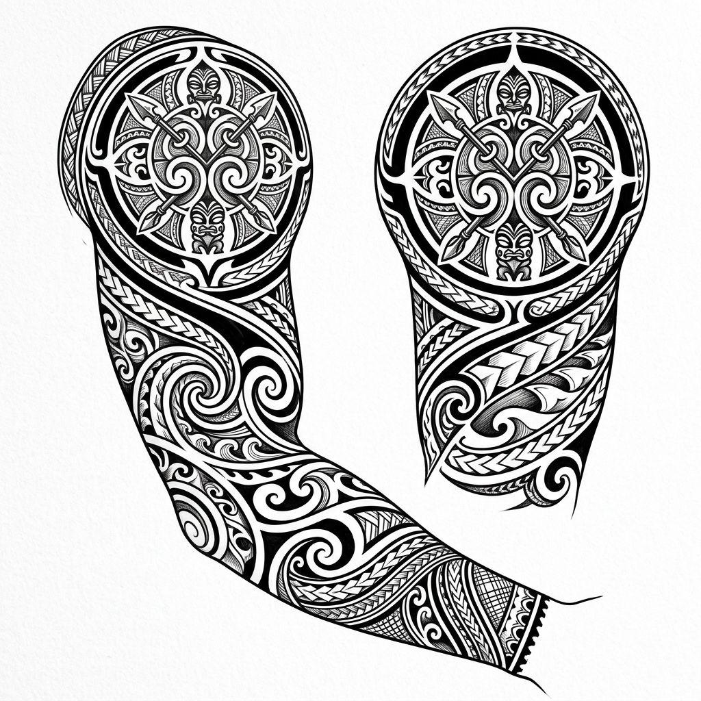 tribal-tattoo tribal-sleeve-komposition