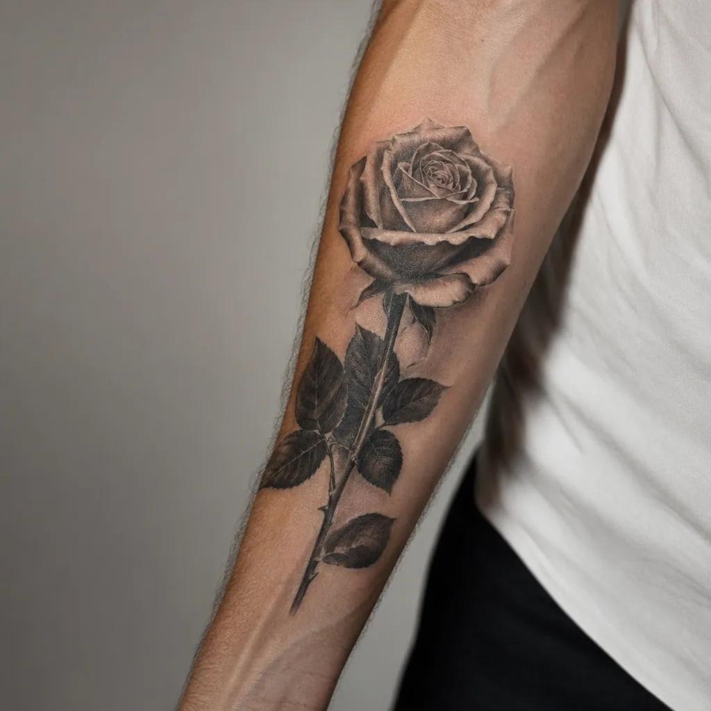 Rose réaliste à l'avant-bras