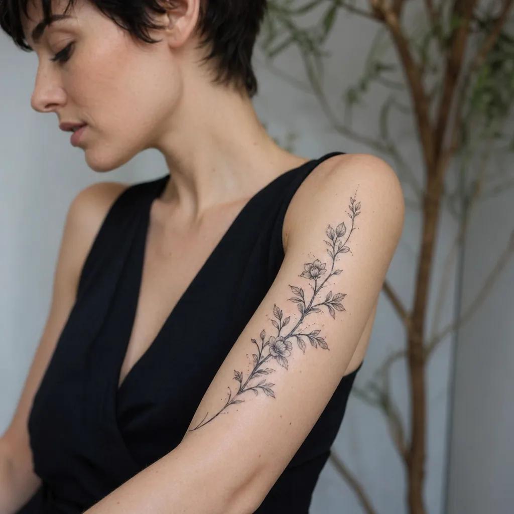 idée tatouage avant-bras branche florale