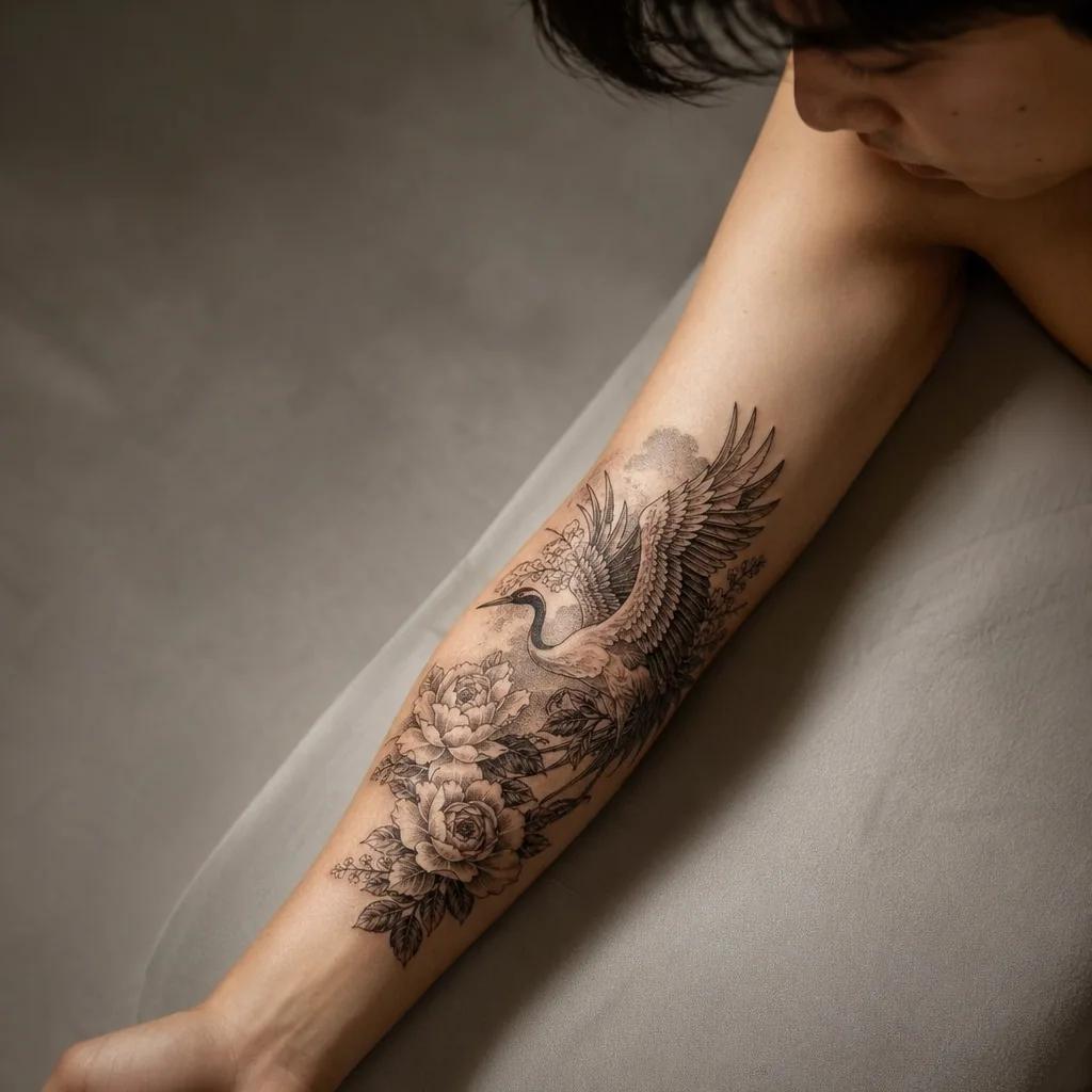 idée tatouage avant-bras crâne et roses