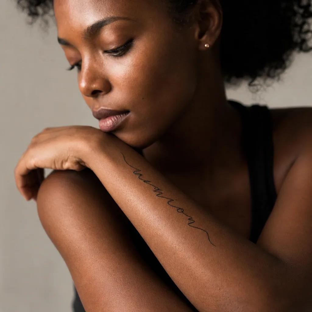 idée tatouage avant-bras lettrage manuscrit