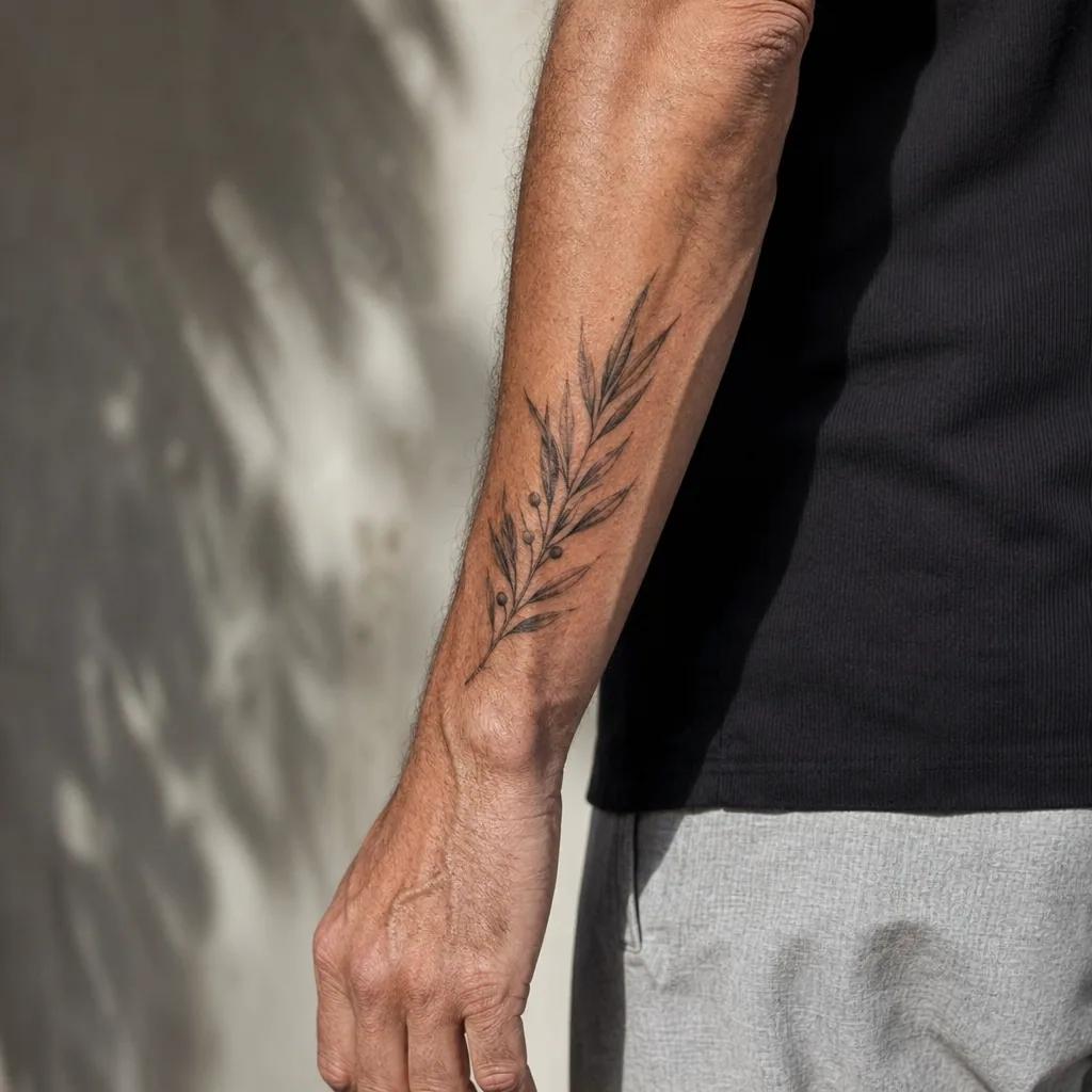 idée tatouage avant-bras homme branche d'olivier