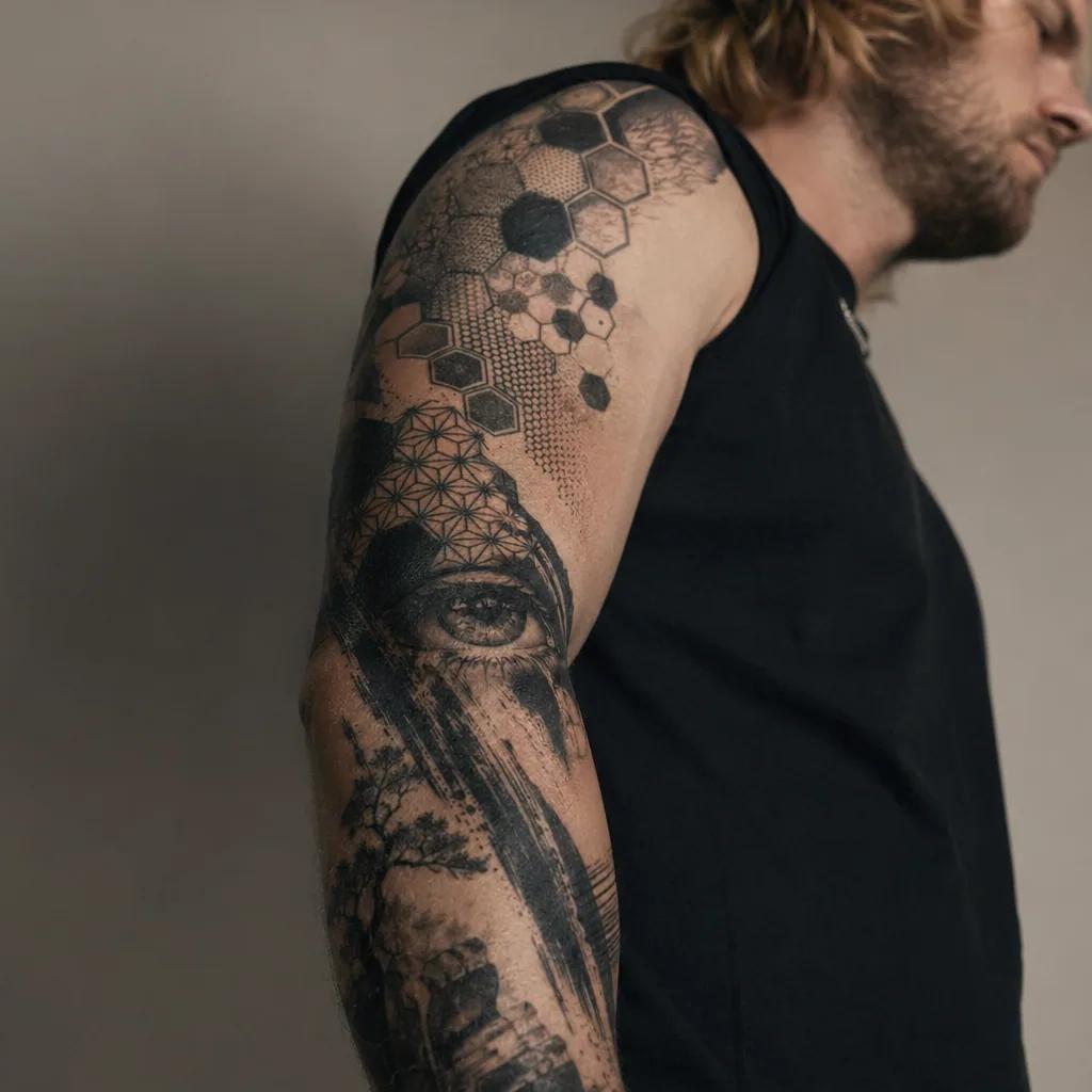 idée tatouage avant-bras homme patchwork avant-bras