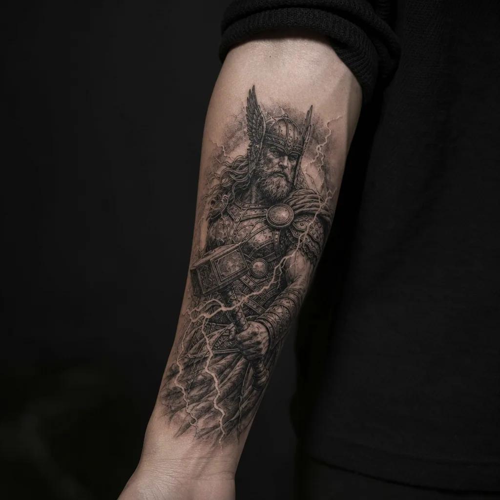 idée tatouage avant-bras homme thor mythologique