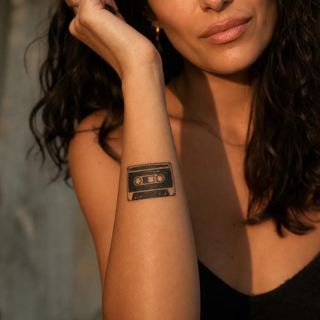 beste freundin-tattoo kassette in blackwork