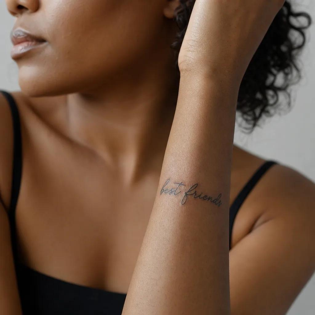 beste freundin-tattoo schriftzug "best friends" in kursiv