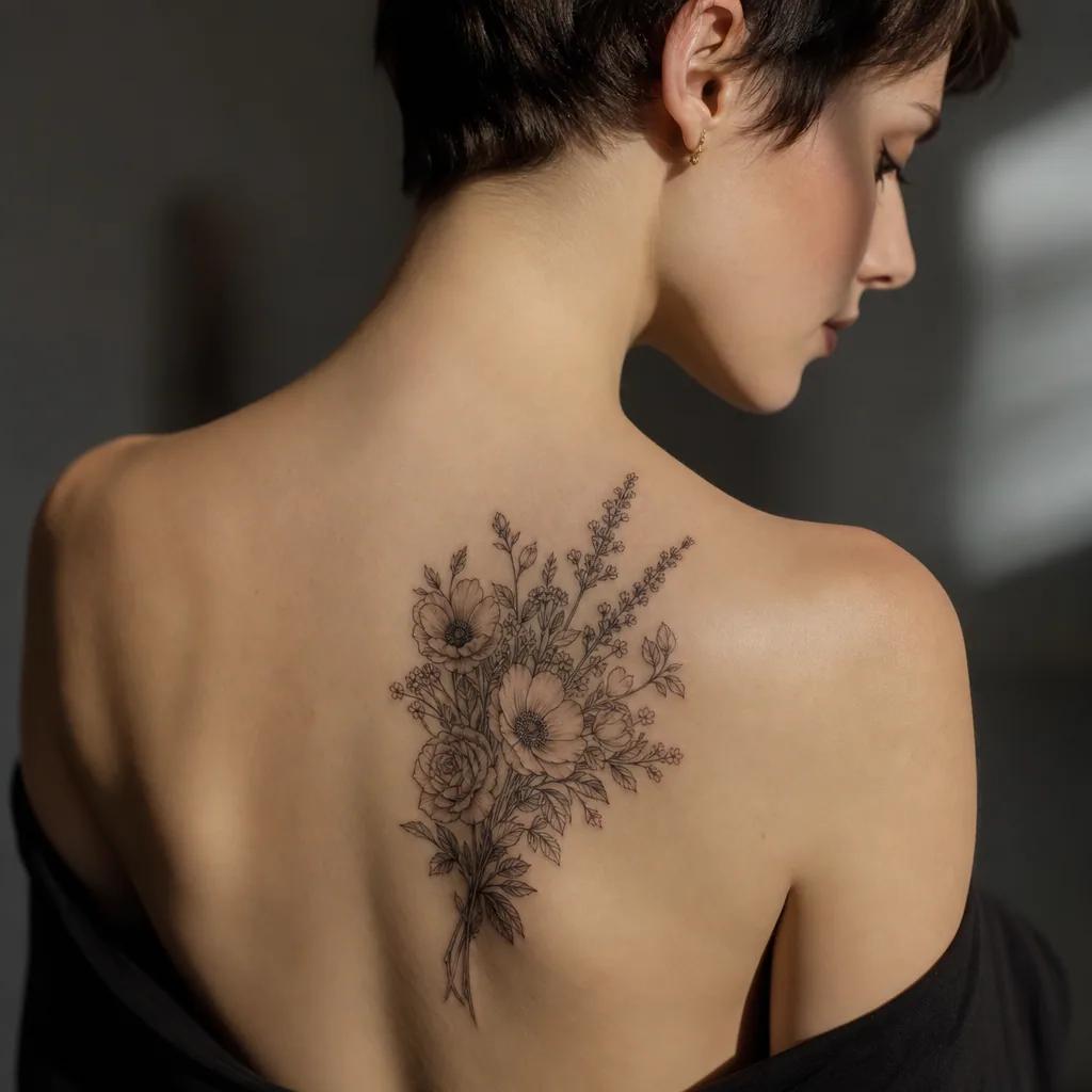 blume-tattoo komponierter blumenstrauß
