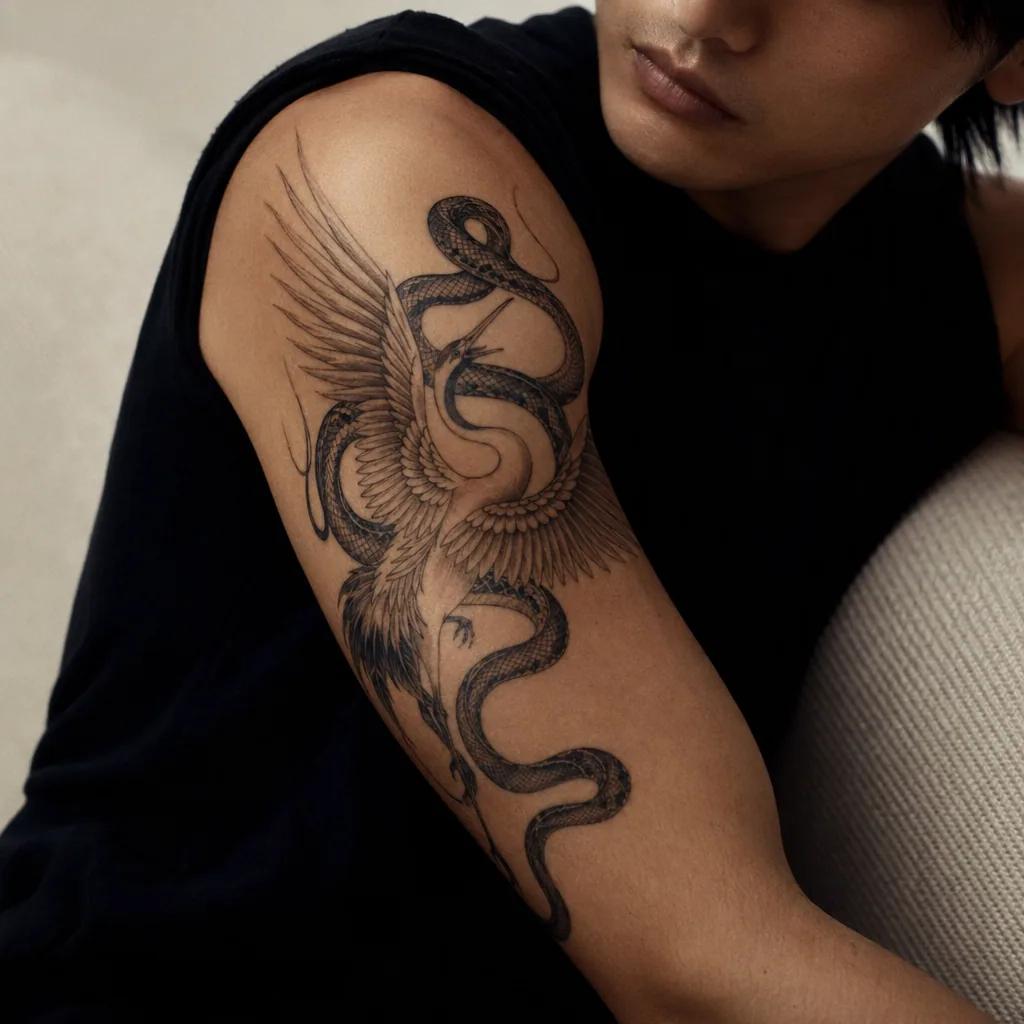 idée tatouage bras crâne et serpent