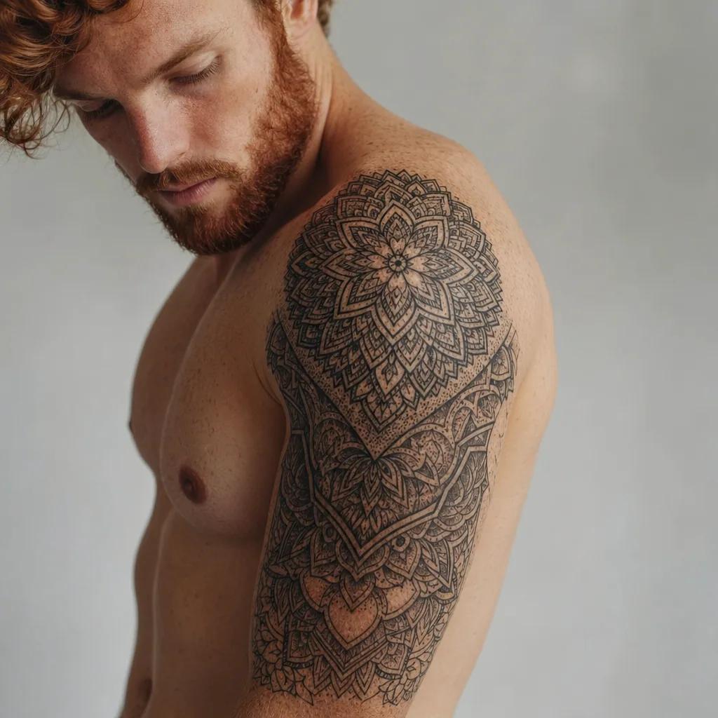 idée tatouage bras homme mandala arm sleeve