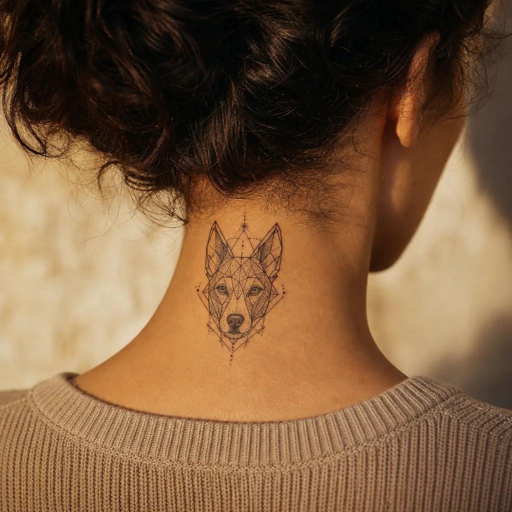 idée tatouage chien empreinte géométrique
