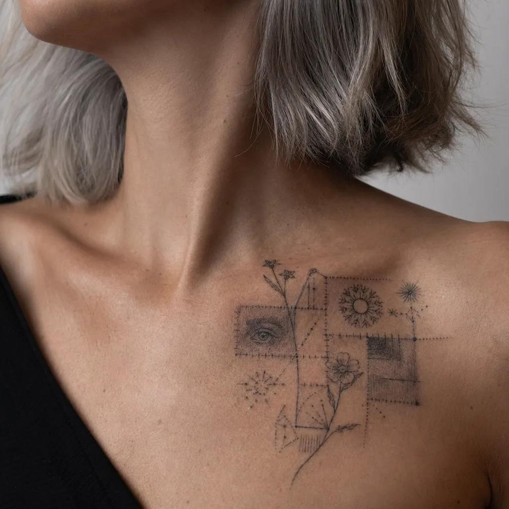 idée tatouage commun patchwork flash commun