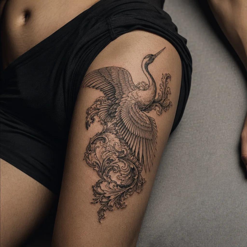 idée tatouage cuisse crâne ornemental