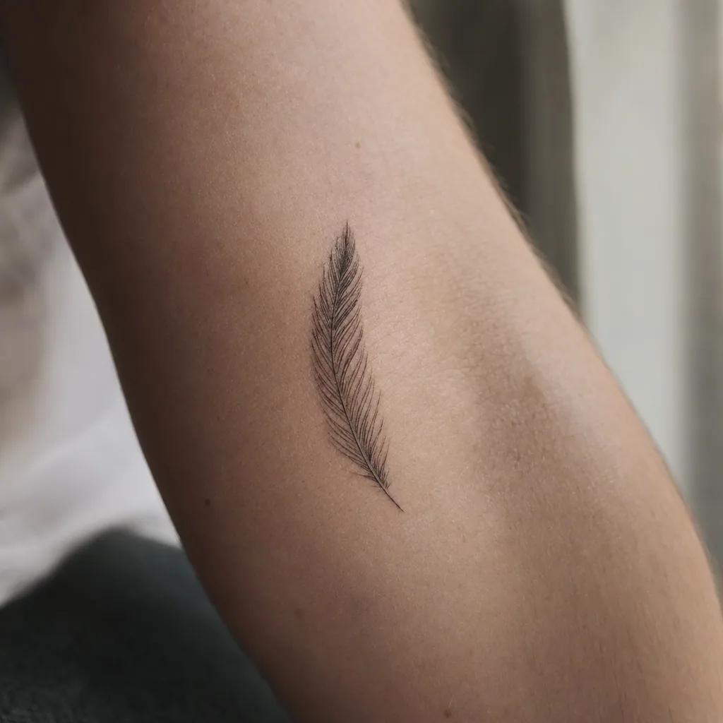 idée tatouage deuil plume minimaliste