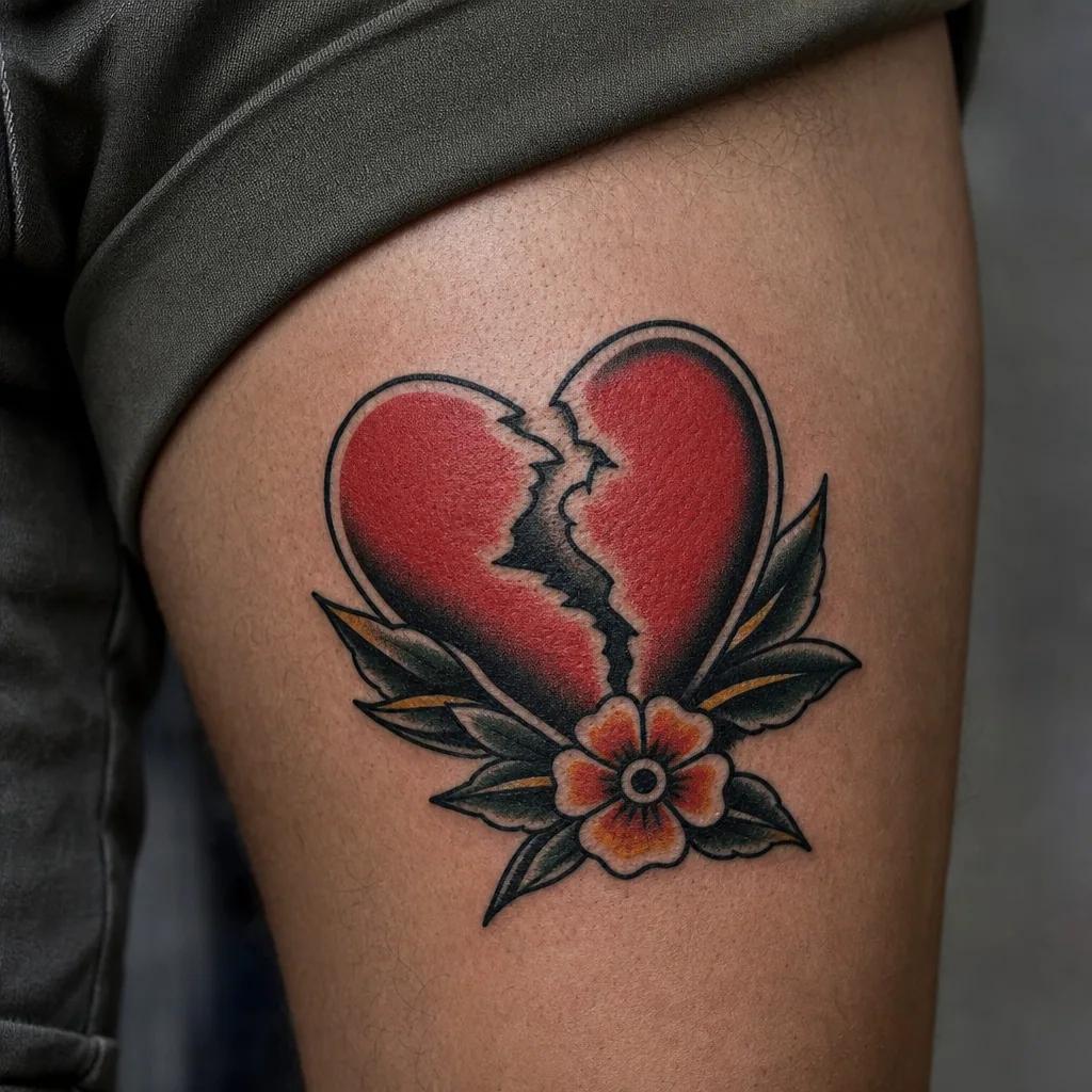 idée tatouage deuil cœur old school rip