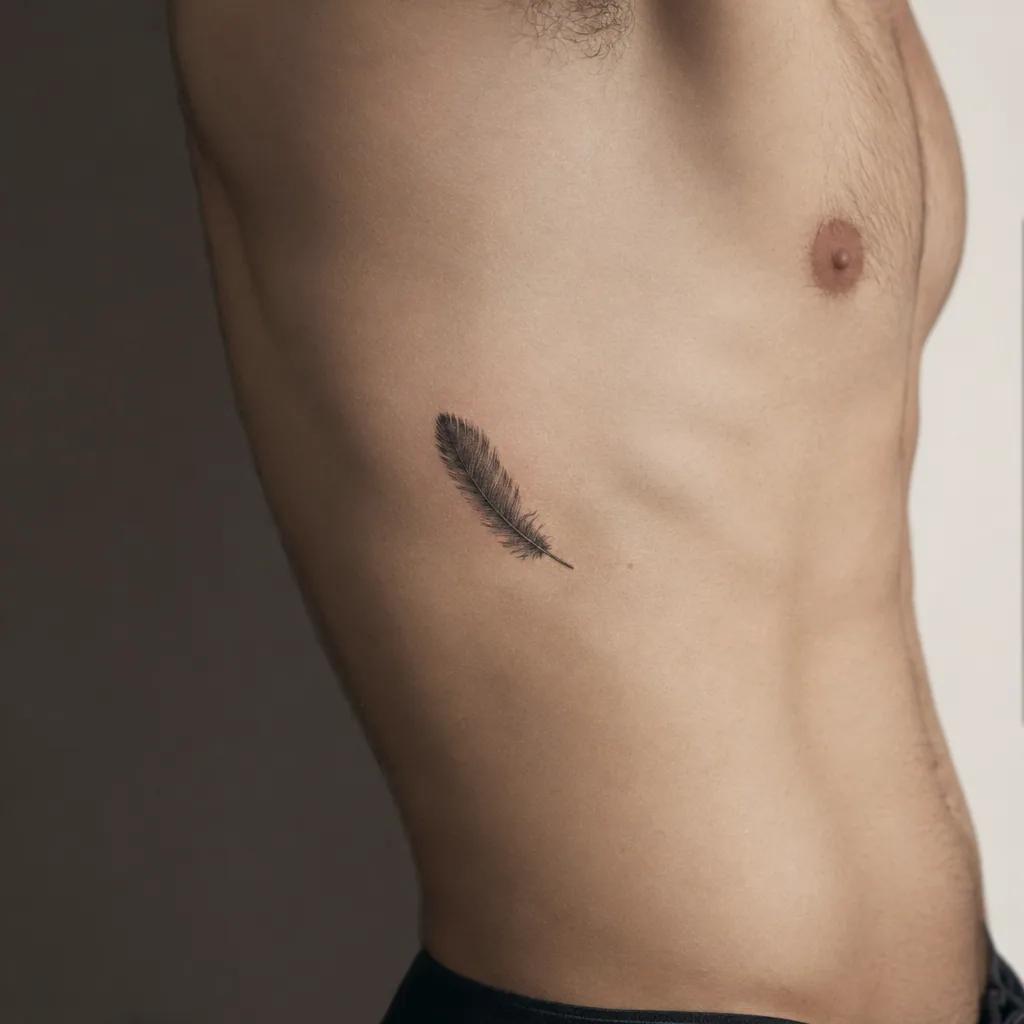 idée tatouage discret homme petite plume réaliste