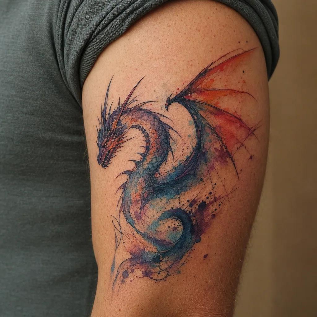 drache-tattoo drache watercolor lebendig