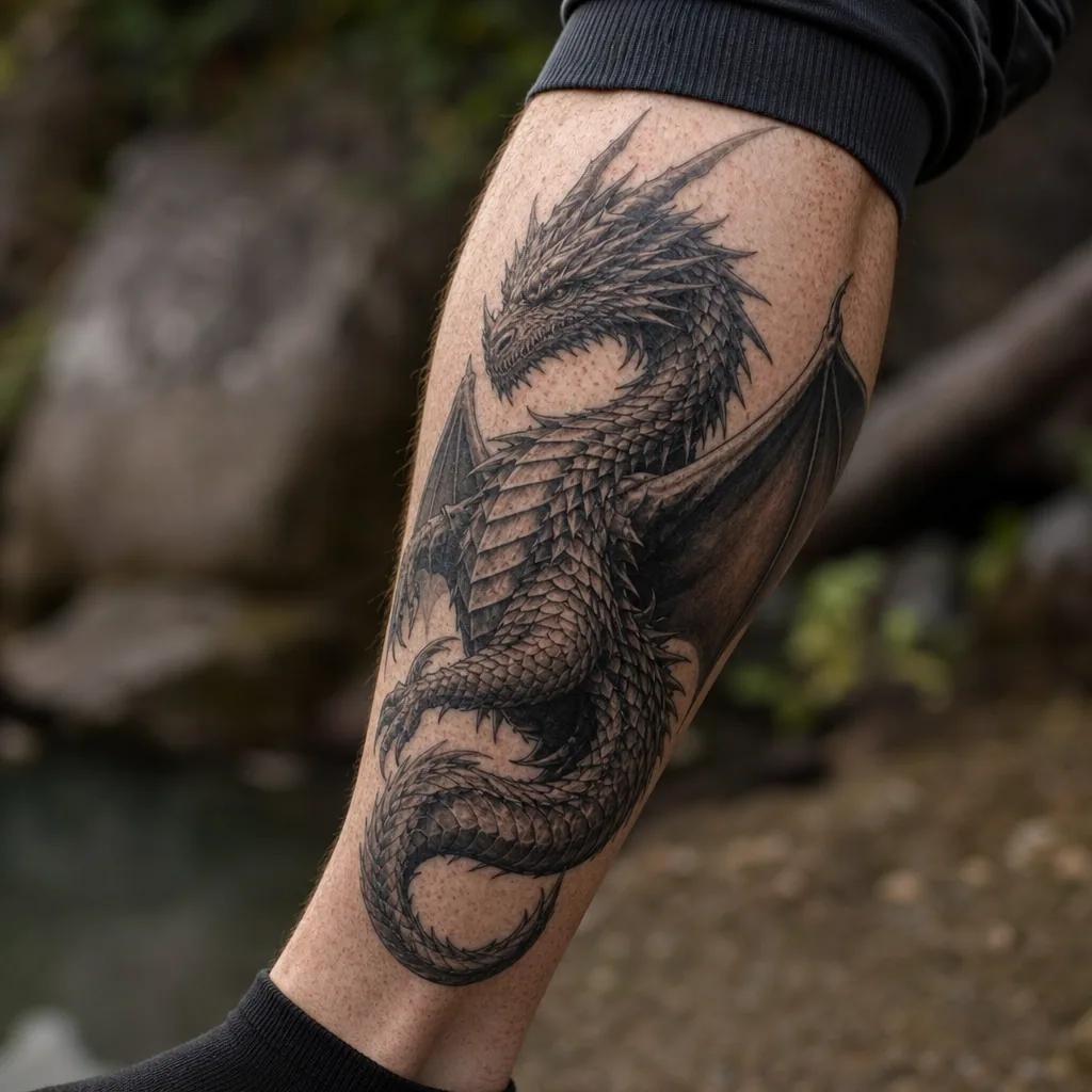 idée tatouage dragon dragon réaliste écailles
